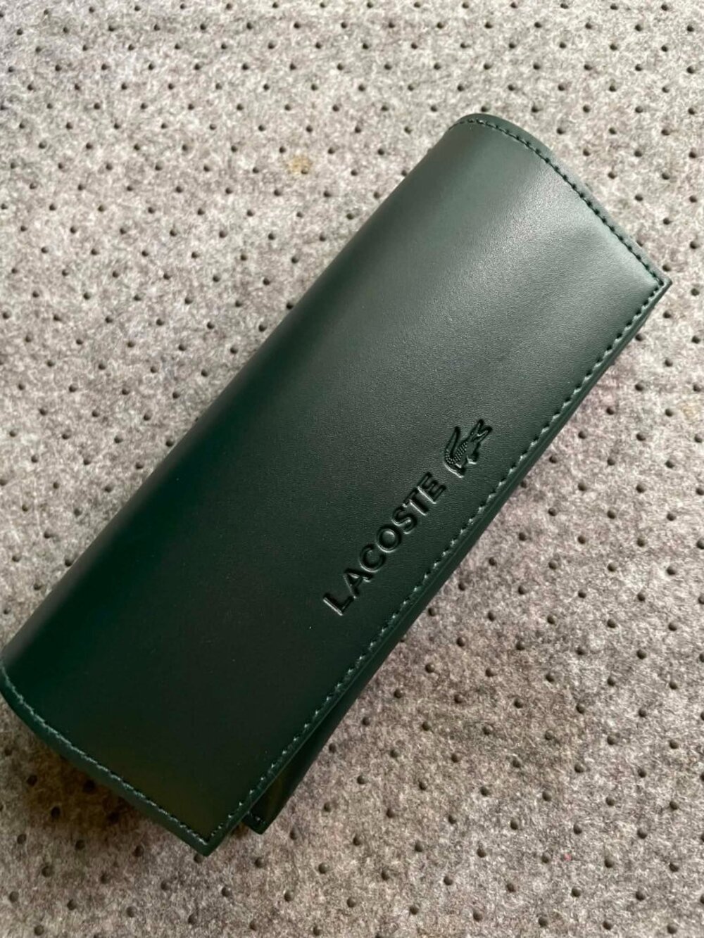 Lacoste Eyeglasses CASE Dark Green Logo Snap Closure Protective  7'' long